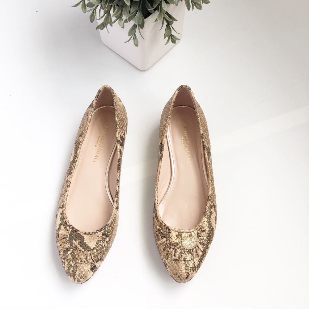 Loeffler Randall Gold Snakeprint Flats